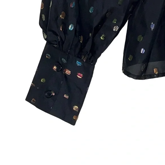 Yumi Kim All or Nothing Sheer Black & Polka Dot Blouse Size S - Picture 5 of 6